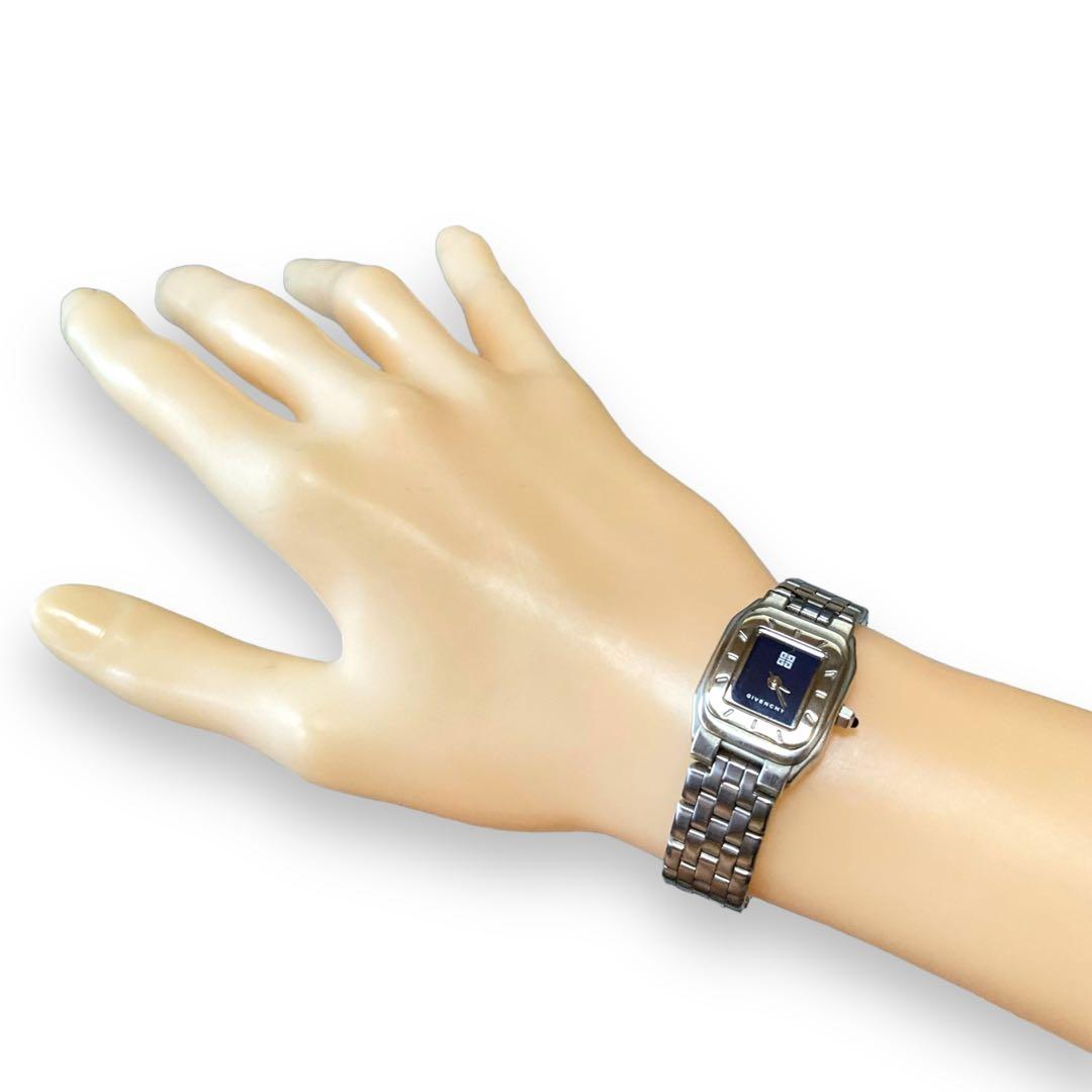 RARE Vintage GIVENCHY Silver Tonneau Ladies Watch – Onyx Crown