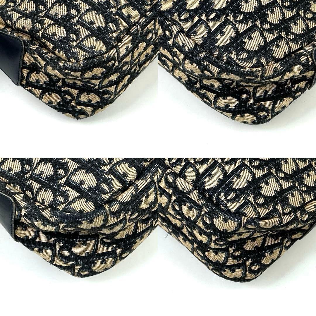 C H R I S T I A N D I O R Vintage Trotter Monogram Canvas 2WAY Shoulder Bag Navy