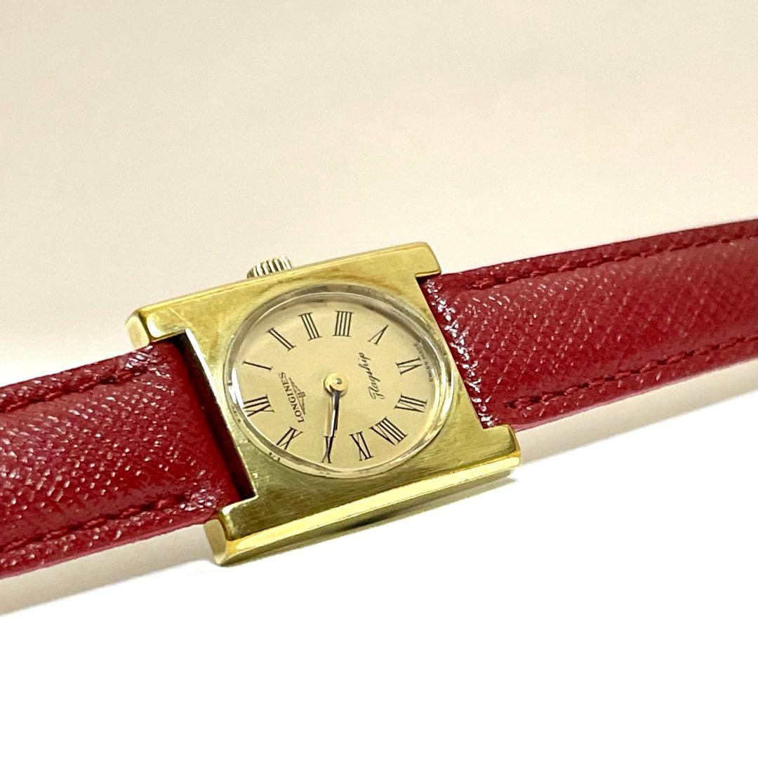 L O N G I N E S Flagship Vintage Manual Wind Rectangular Gold-Plated Ladies Watch 1970s