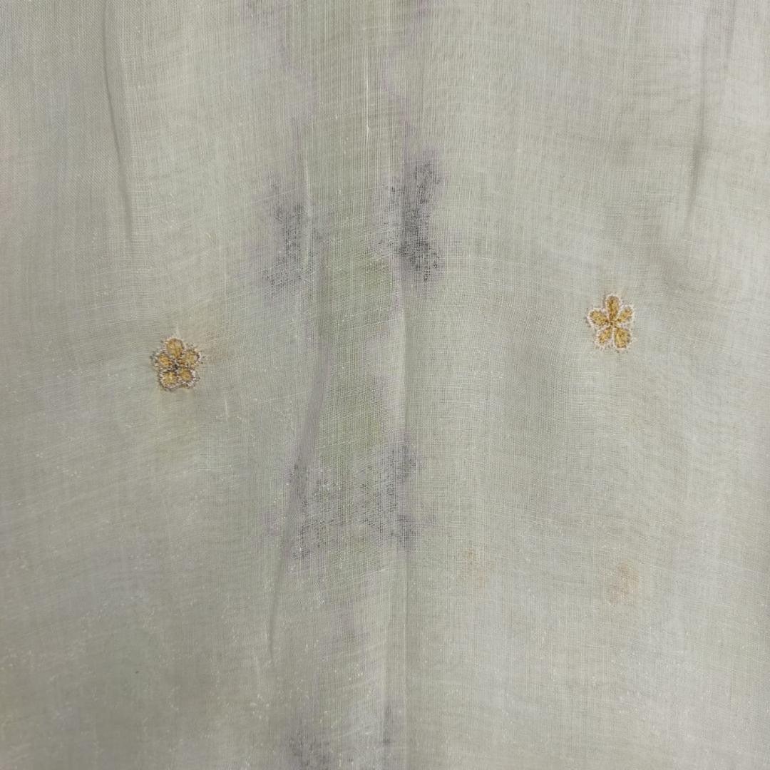 Vintage White Kebaya Voile Purple Embroidery