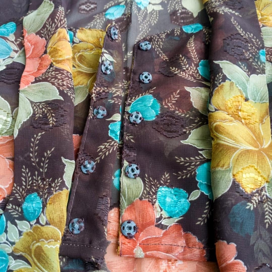 Vintage Brown Yellow Floral Kebaya Kutubaru