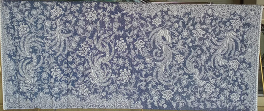 Antique Batik Tulis Tiga Negeri Kelengan – Blue & White Peacock Floral Motif – Hand-Drawn Indonesian Vintage Textile