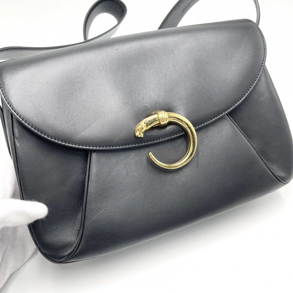 Authentic Vintage Cartier Panthère Leather Shoulder Bag – Black
