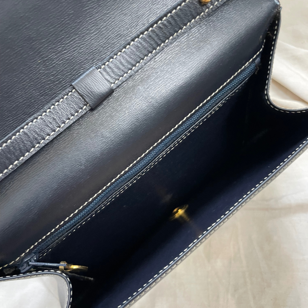 Vintage/Preloved Authentic Christian Dior Black Hexagonal Top Handle Crossbody Two Ways Leather Bag – Rare & On Sale!