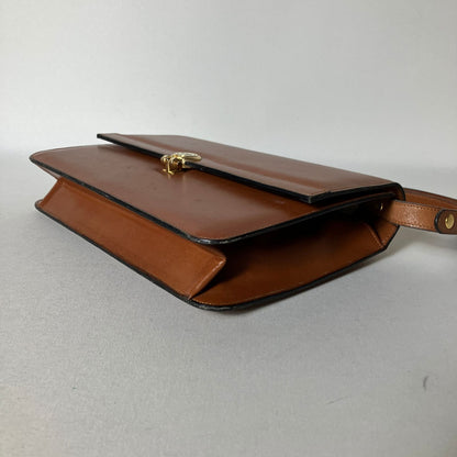 C H R I S T I A N D I O R Vintage CD Logo Smooth Leather Shoulder Bag Brown 2511-168
