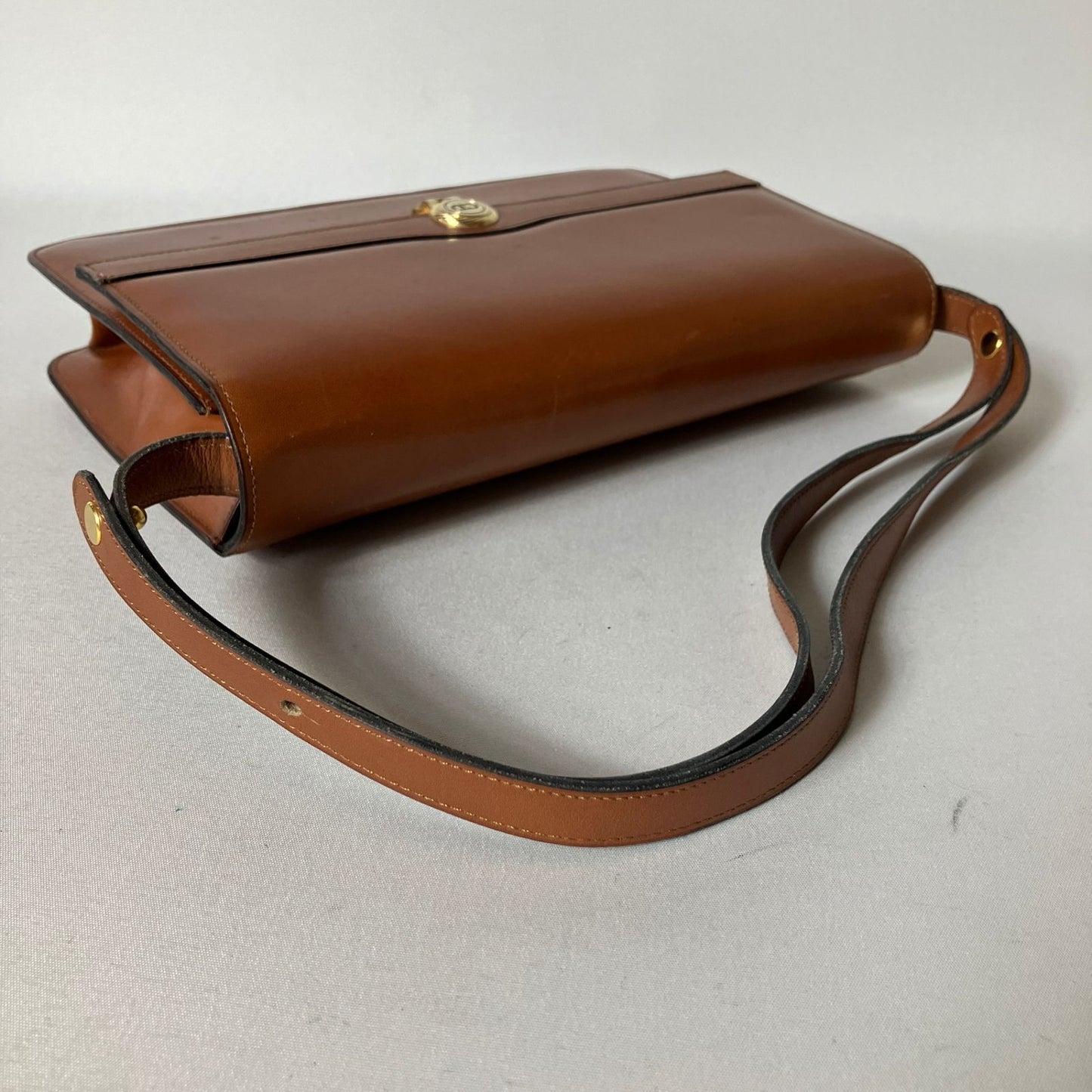 C H R I S T I A N D I O R Vintage CD Logo Smooth Leather Shoulder Bag Brown 2511-168