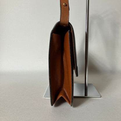 C H R I S T I A N D I O R Vintage CD Logo Smooth Leather Shoulder Bag Brown 2511-168