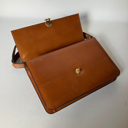 C H R I S T I A N D I O R Vintage CD Logo Smooth Leather Shoulder Bag Brown 2511-168