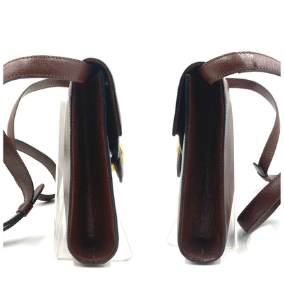 C H R I S T I A N D I O R Vintage Leather Logo Flap Crossbody Shoulder Bag Brown France