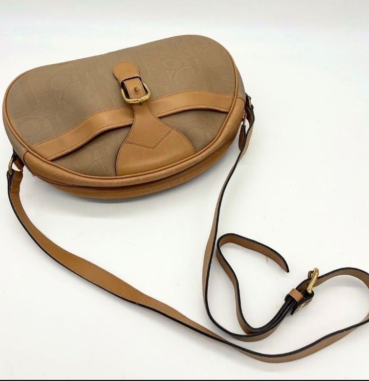 C H R I S T I A N D I O R Vintage Trotter Monogram Canvas Half Moon Shoulder Bag