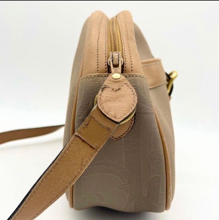 C H R I S T I A N D I O R Vintage Trotter Monogram Canvas Half Moon Shoulder Bag