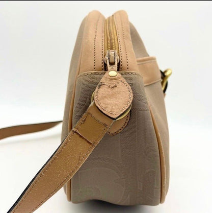 C H R I S T I A N D I O R Vintage Trotter Monogram Canvas Half Moon Shoulder Bag
