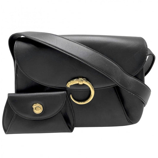 Authentic Vintage Cartier Panthère Leather Shoulder Bag – Black
