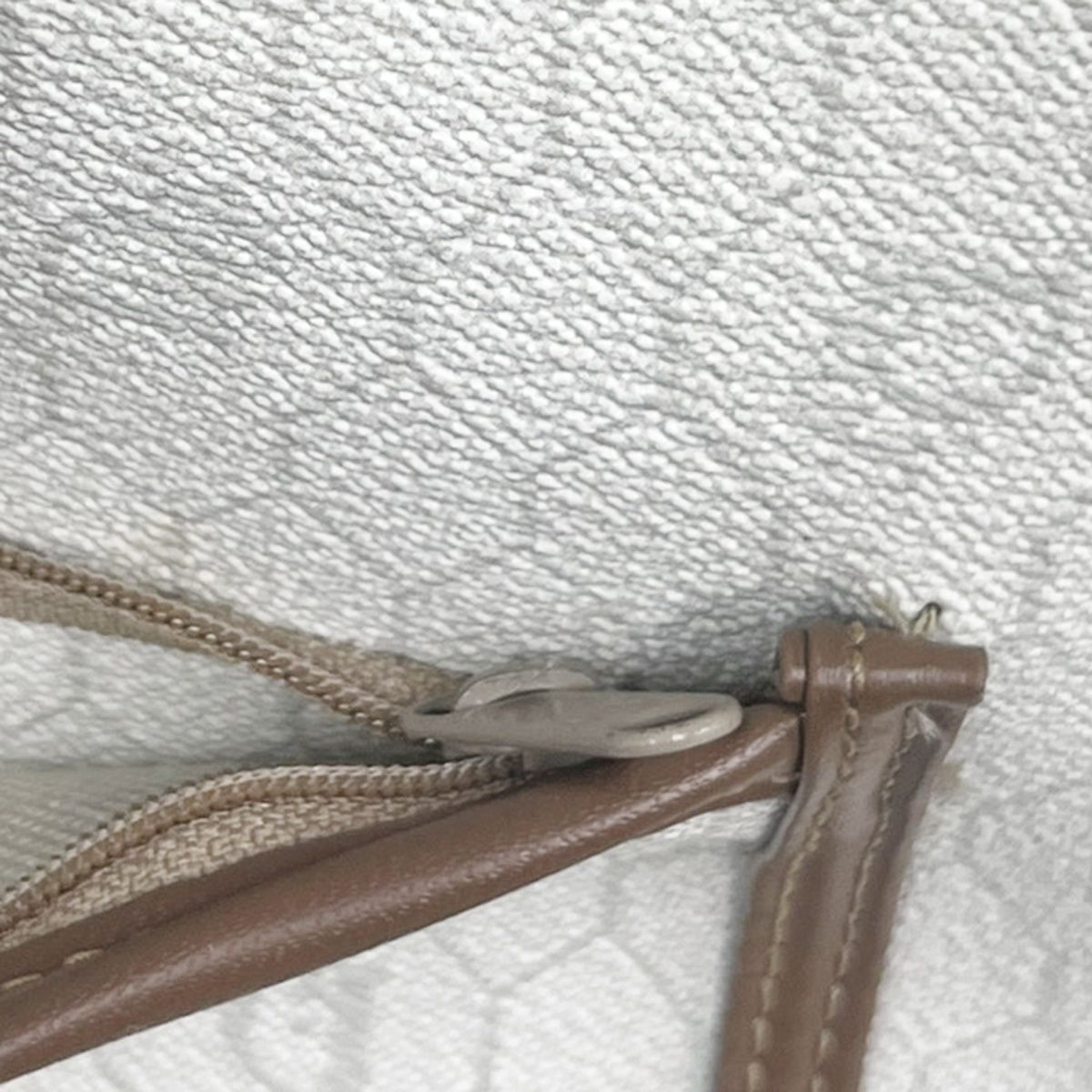 C H R I S T I A N D I O R Vintage Honeycomb Monogram Canvas Drawstring Bucket Bag White Brown