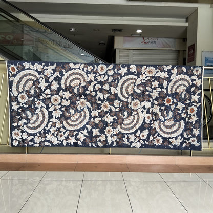 Antique Hand-Drawn Batik Tulis Banyumas Galaran Merak Motif Blue Background