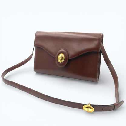 C H R I S T I A N D I O R Vintage Leather Logo Flap Crossbody Shoulder Bag Brown France