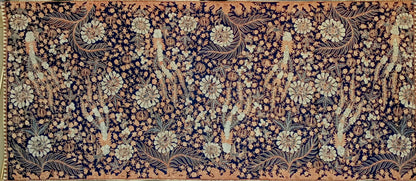 Antique Batik Tulis Pekalongan "Galaran Merak" – Blue Ground Floral Garden Motif – Hand-Drawn Indonesian Heritage Textile