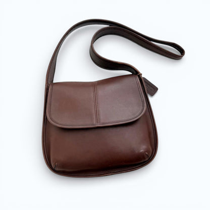 C O A C H Vintage Ergo Flap Leather Shoulder Bag Dark Brown USA Made