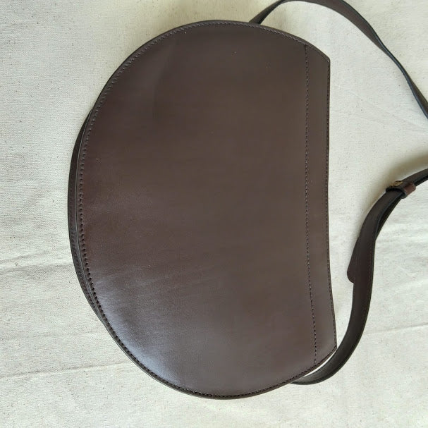 Vintage Etienne Aigner Dark Brown Leather Half-Moon Crossbody Bag