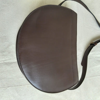 Vintage Etienne Aigner Dark Brown Leather Half-Moon Crossbody Bag