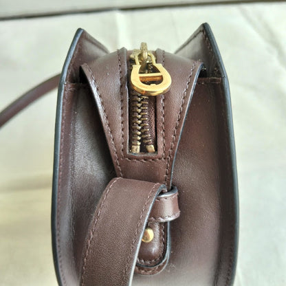 Vintage Etienne Aigner Dark Brown Leather Half-Moon Crossbody Bag