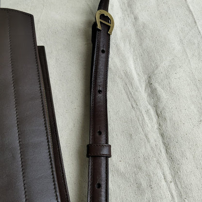 Vintage Etienne Aigner Dark Brown Leather Half-Moon Crossbody Bag