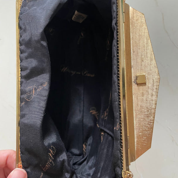 Vintage Whiting & Davis Black Mesh Evening Clutch with Gold Frame