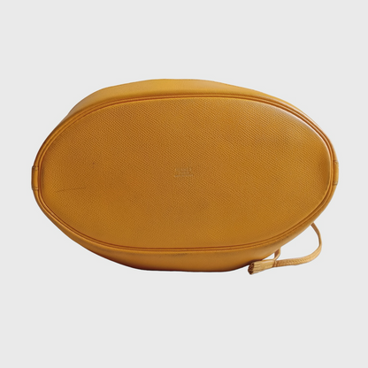 Vintage Bucket Market Yellow Leather Shoulder Bag