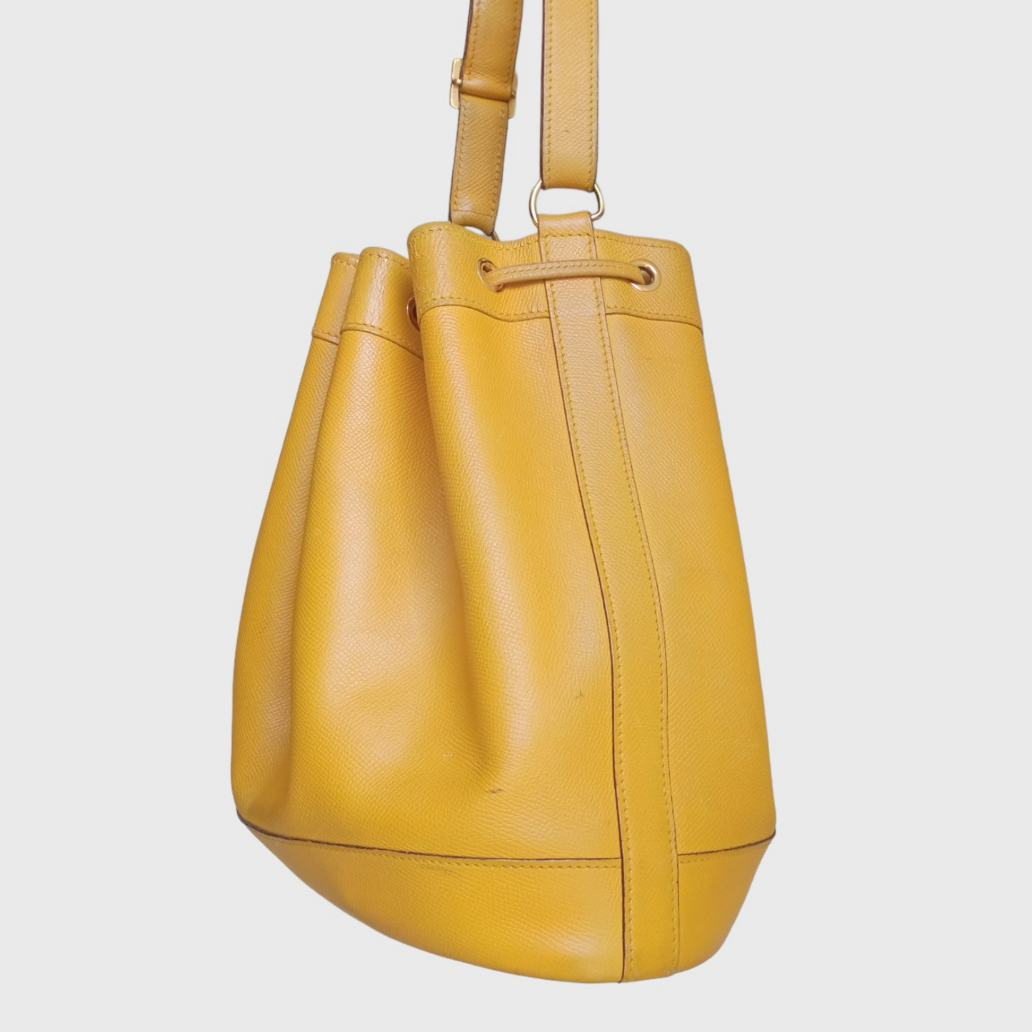 Vintage Bucket Market Yellow Leather Shoulder Bag