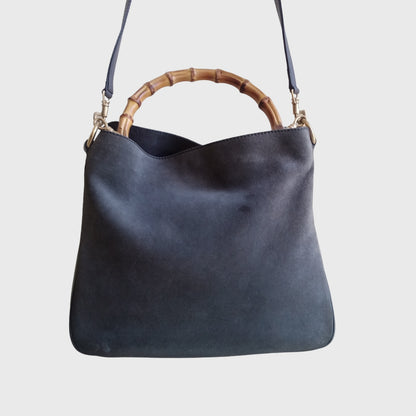 1990s Bamboo Gray Suede Two Ways Bag