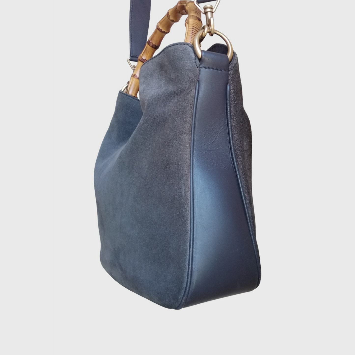 1990s Bamboo Gray Suede Two Ways Bag
