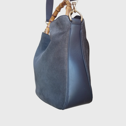 1990s Bamboo Gray Suede Two Ways Bag