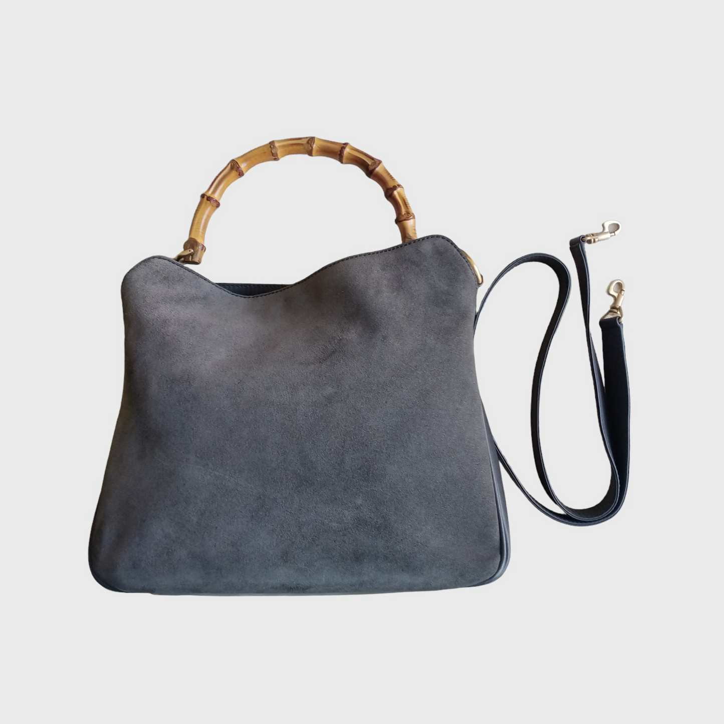 1990s Bamboo Gray Suede Two Ways Bag