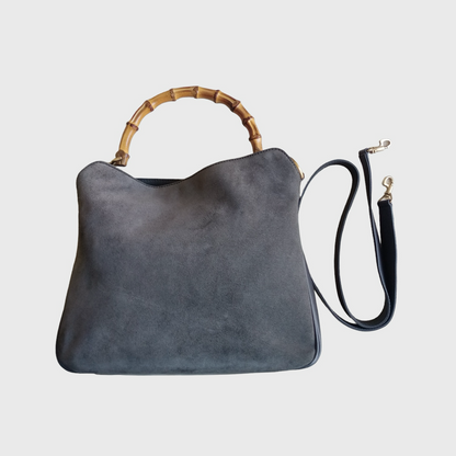 1990s Bamboo Gray Suede Two Ways Bag
