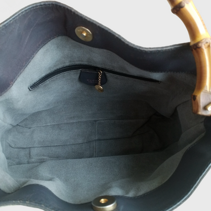 1990s Bamboo Gray Suede Two Ways Bag