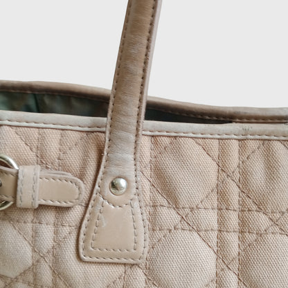2000s Cannage Cream Coated Canvas Hand Bag