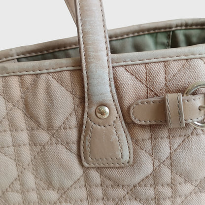 2000s Cannage Cream Coated Canvas Hand Bag