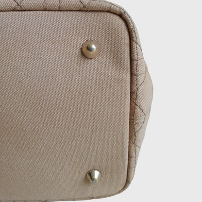 2000s Cannage Cream Coated Canvas Hand Bag