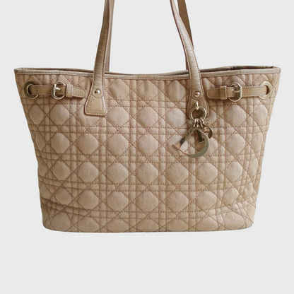 2000s Cannage Cream Coated Canvas Hand Bag