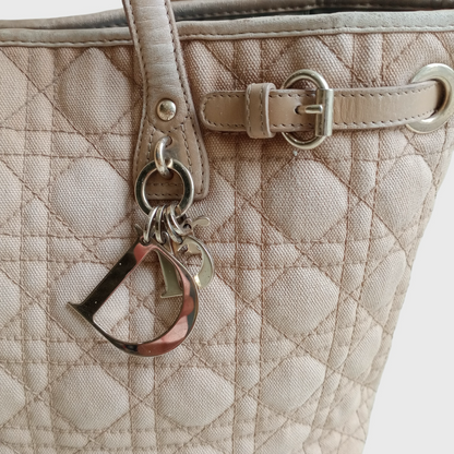 2000s Cannage Cream Coated Canvas Hand Bag