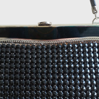 1980s Medium Black Metal Mesh Hand Bag