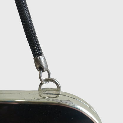 1980s Medium Black Metal Mesh Hand Bag