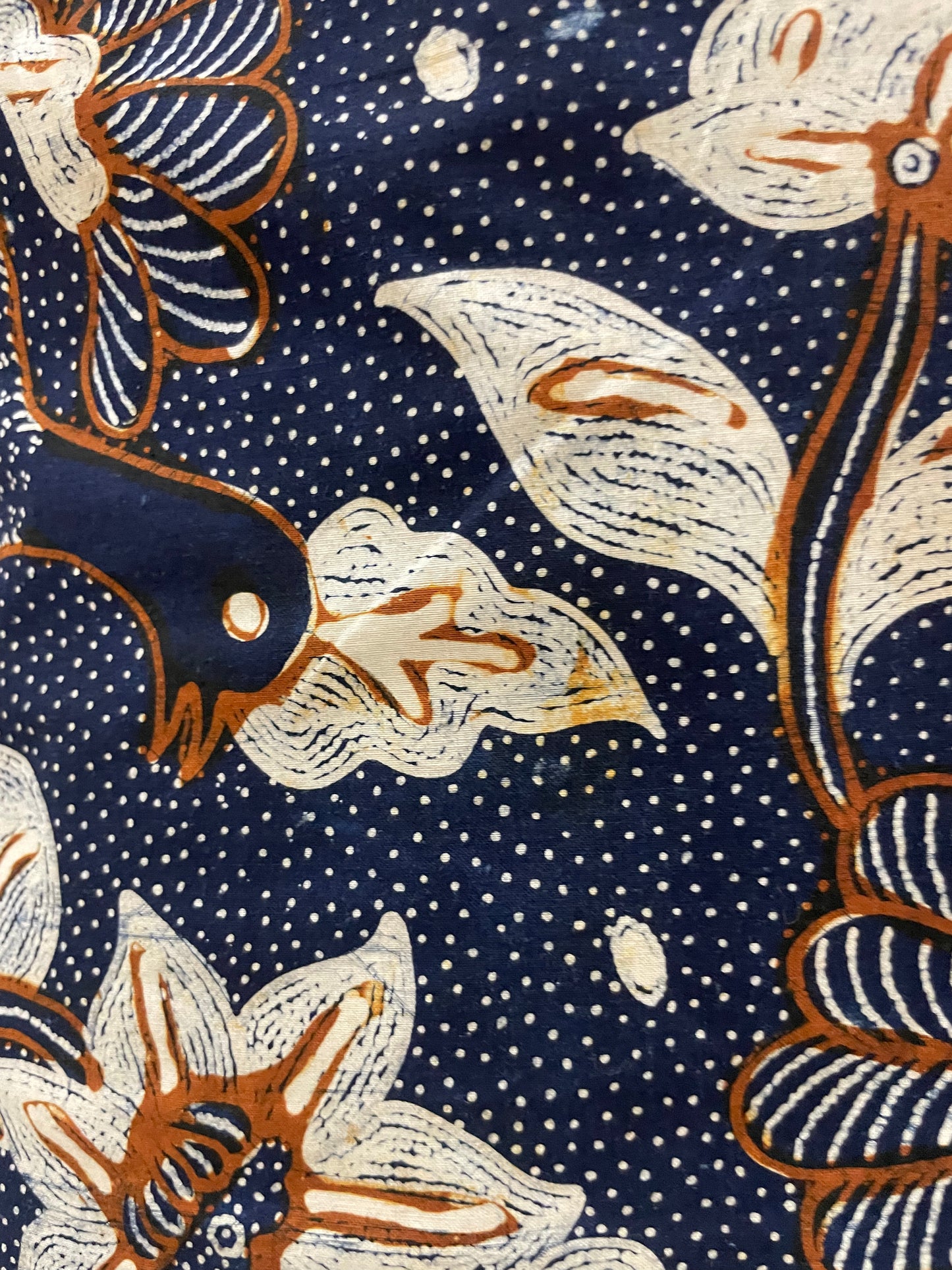 Antique Hand-Drawn Batik Tulis Banyumas Galaran Merak Motif Blue Background
