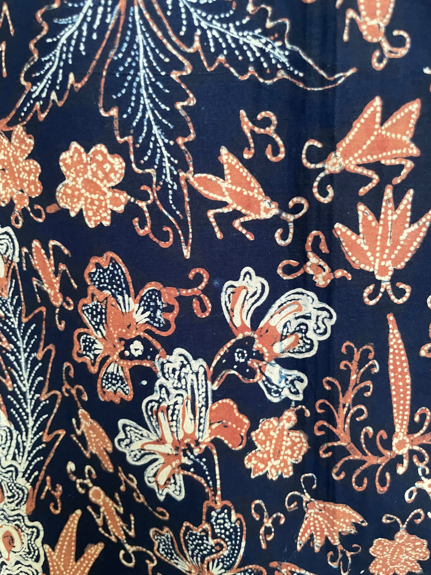 Antique Batik Tulis Pekalongan "Galaran Merak" – Blue Ground Floral Garden Motif – Hand-Drawn Indonesian Heritage Textile