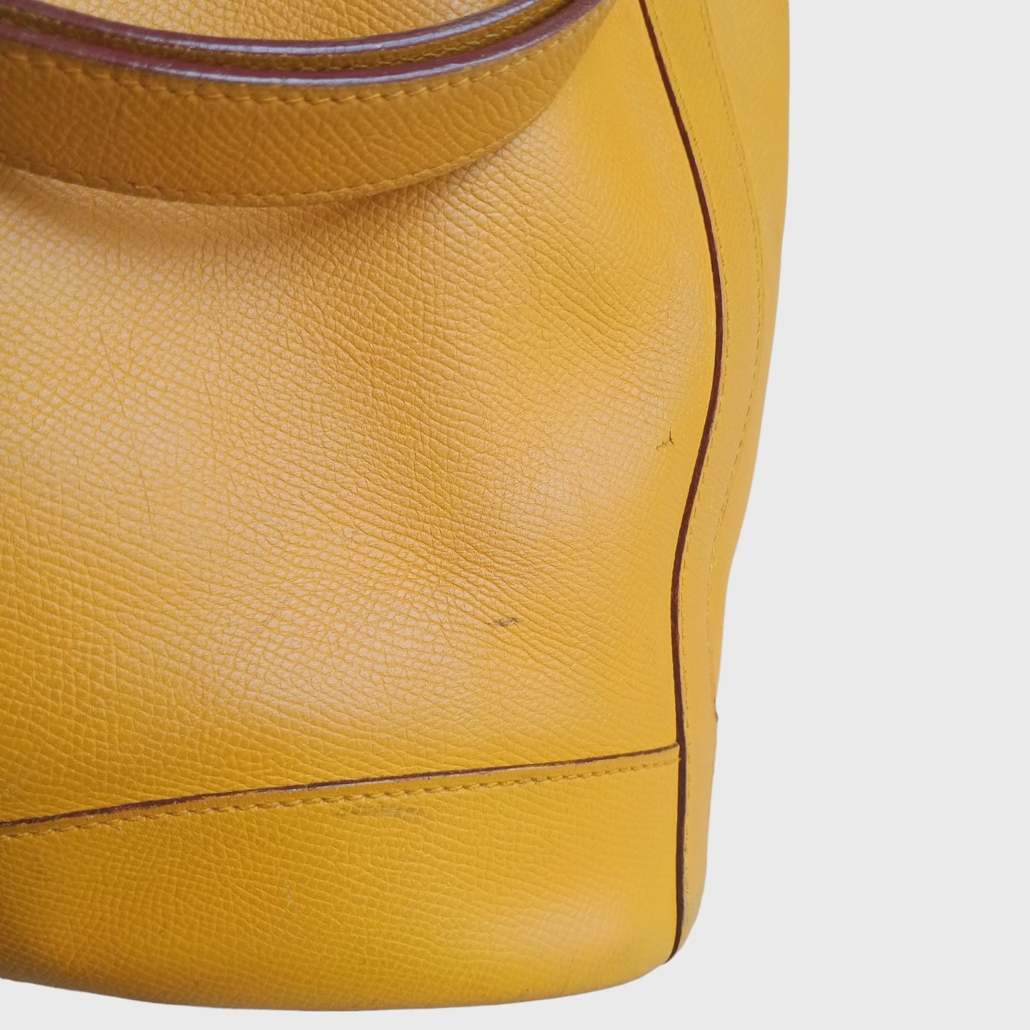 Vintage Bucket Market Yellow Leather Shoulder Bag