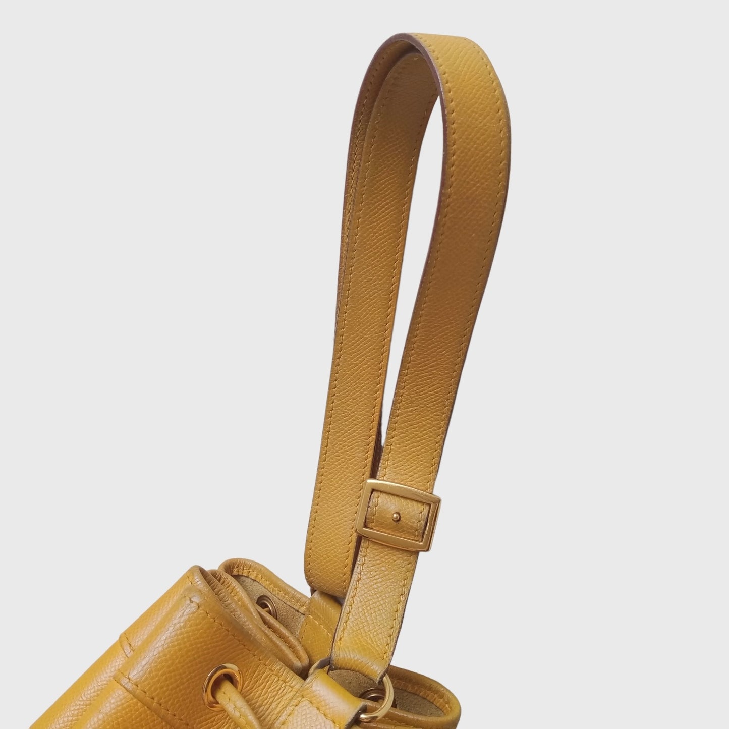 Vintage Bucket Market Yellow Leather Shoulder Bag
