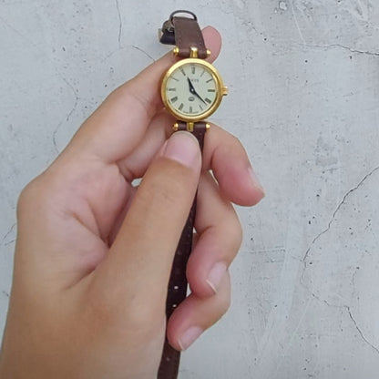 1980s Watch 2000M Gold Accent Leather Watch