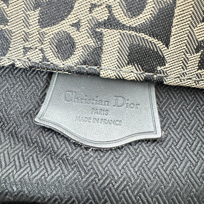 C H R I S T I A N D I O R Vintage Trotter Monogram Canvas Drawstring Bucket Bag Navy
