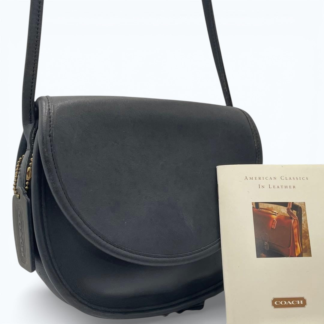 C O A C H Vintage 9923 Leather Shoulder Bag Navy Blue USA Made