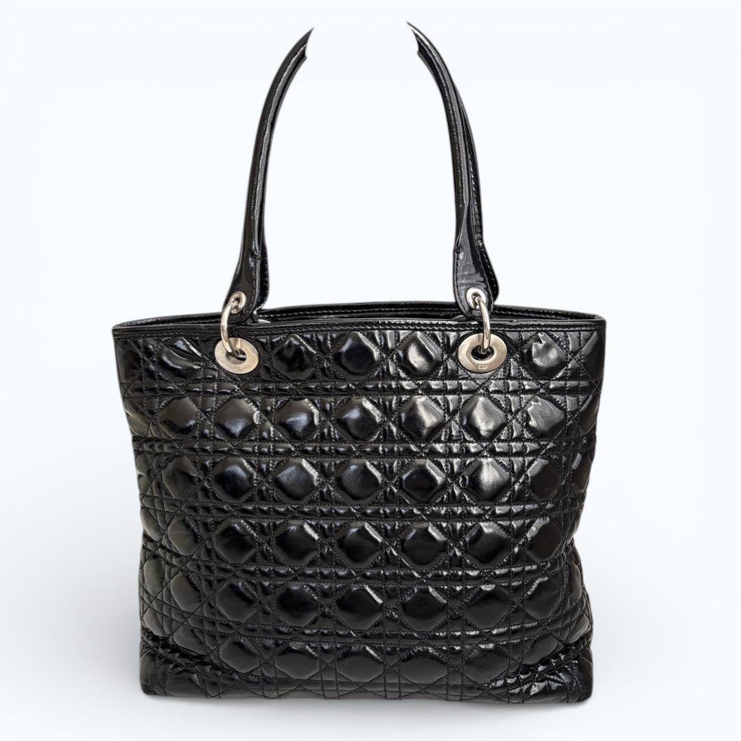 C H R I S T I A N D I O R Panarea Cannage Quilted Canvas Tote Bag Black